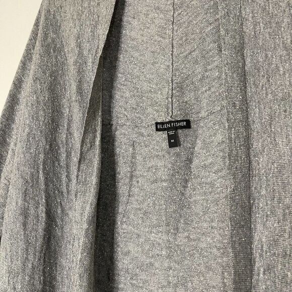 Eileen Fisher Gray Casual wool blend knit cardigan sweater with pockets size M - Picture 2 of 8